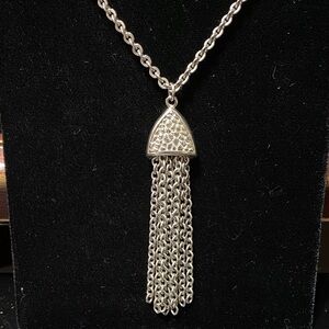 Elegant vintage 24” Silver Tassel Necklace